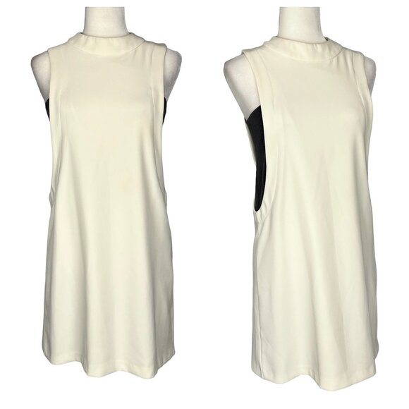 Tintoretto Womens Ivory Gray Sleeveless Mock Neck Mini Dress size Small - Picture 1 of 15
